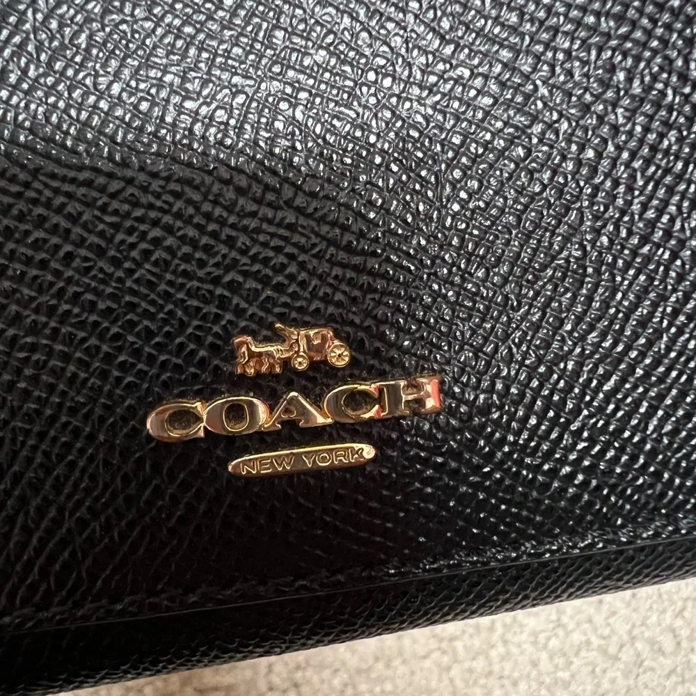 Coach Black Leather Accordion Wallet
